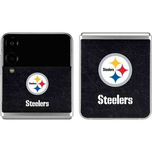 NFL Pittsburgh Steelers Distressed Galaxy Z Flip4 5G Skin